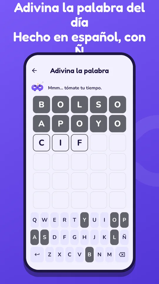 Adivina la palabra: tablero con intentos y teclado
